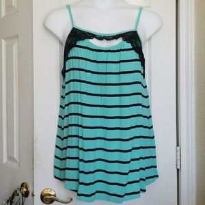 Turquoise and black stripes tank